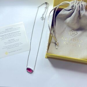 Kendra Scott Elisa Silver Pendant Necklace in Azalea (pink) BRAND NEW w/ BOX